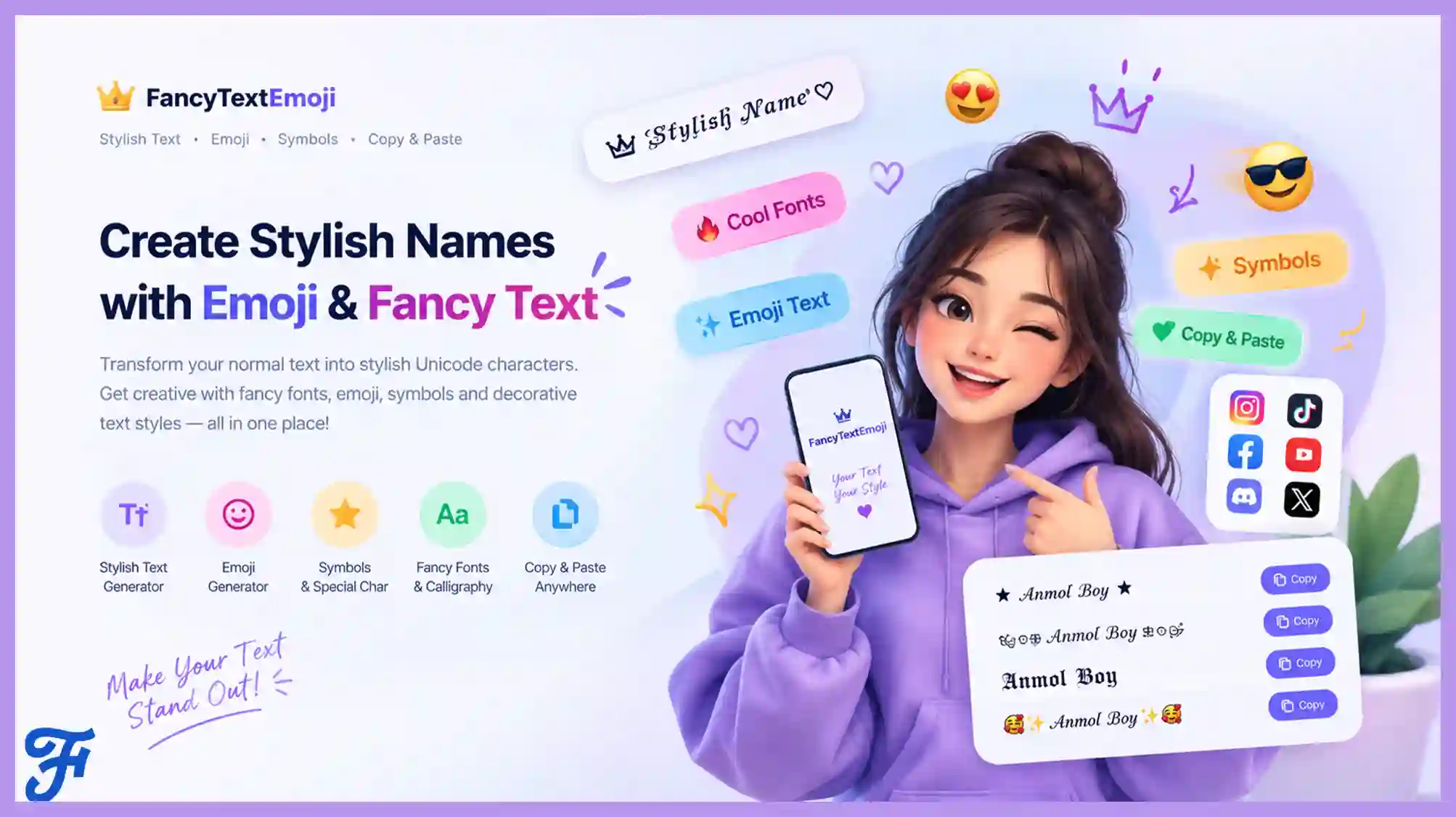 FancyTextEmoji fancy text generator with stylish names, emoji and Unicode text